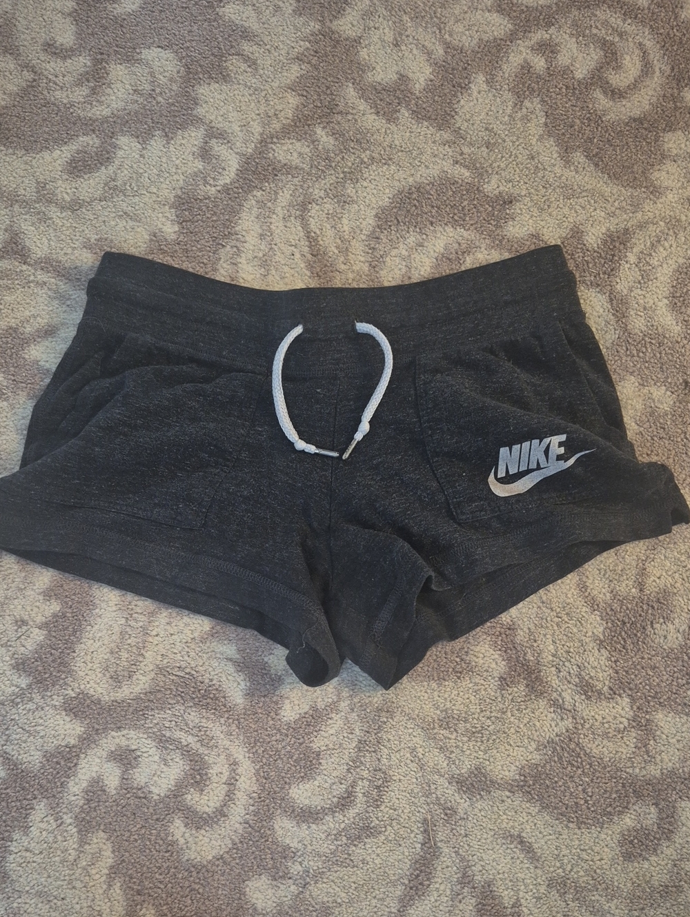 Nike Women's Black Athletic Lounge Shorts with White Drawstring